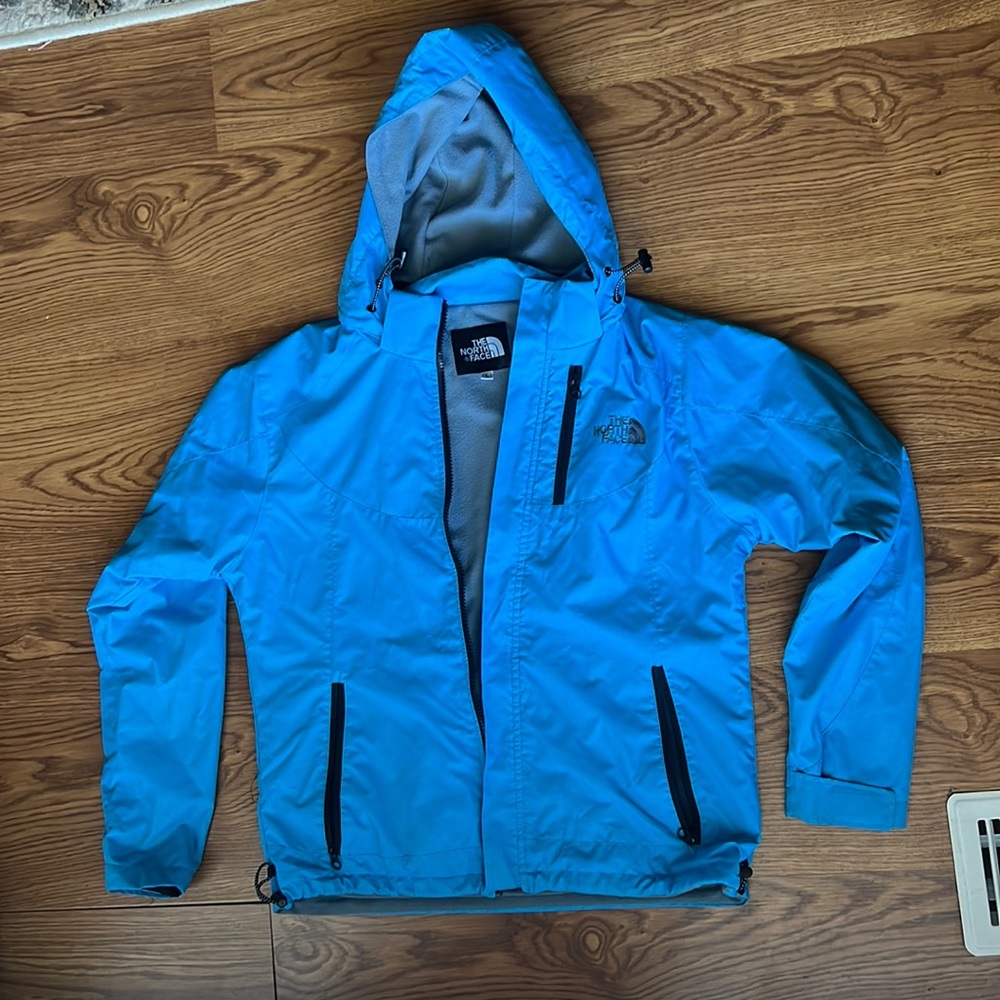 Blue North Face rain jacket, size: Youth Large